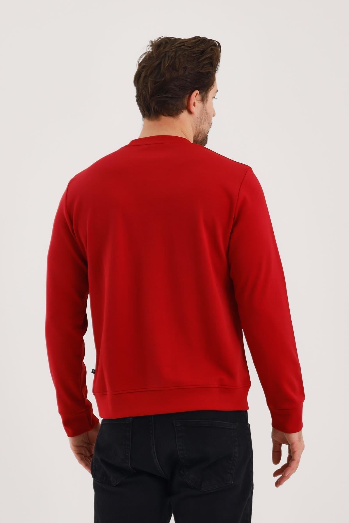 FİHA/2078-UNISEX BASKILI SIFIR YAKA SWEAT - TANGO RED