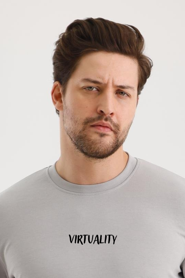 FİHA/2078-UNISEX BASKILI SIFIR YAKA SWEAT - GRİ