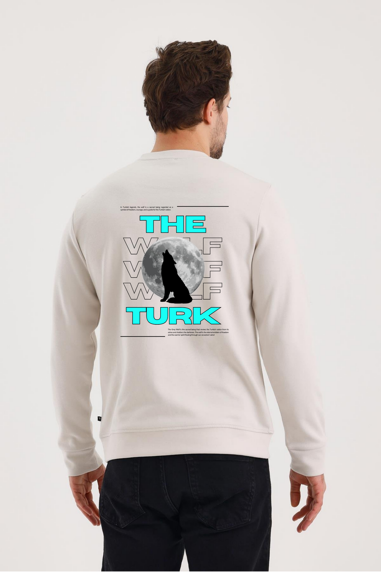 FİHA/2080 UNISEX ÖN ARKA BASKILI SIFIR YAKA SWEAT - TAŞ