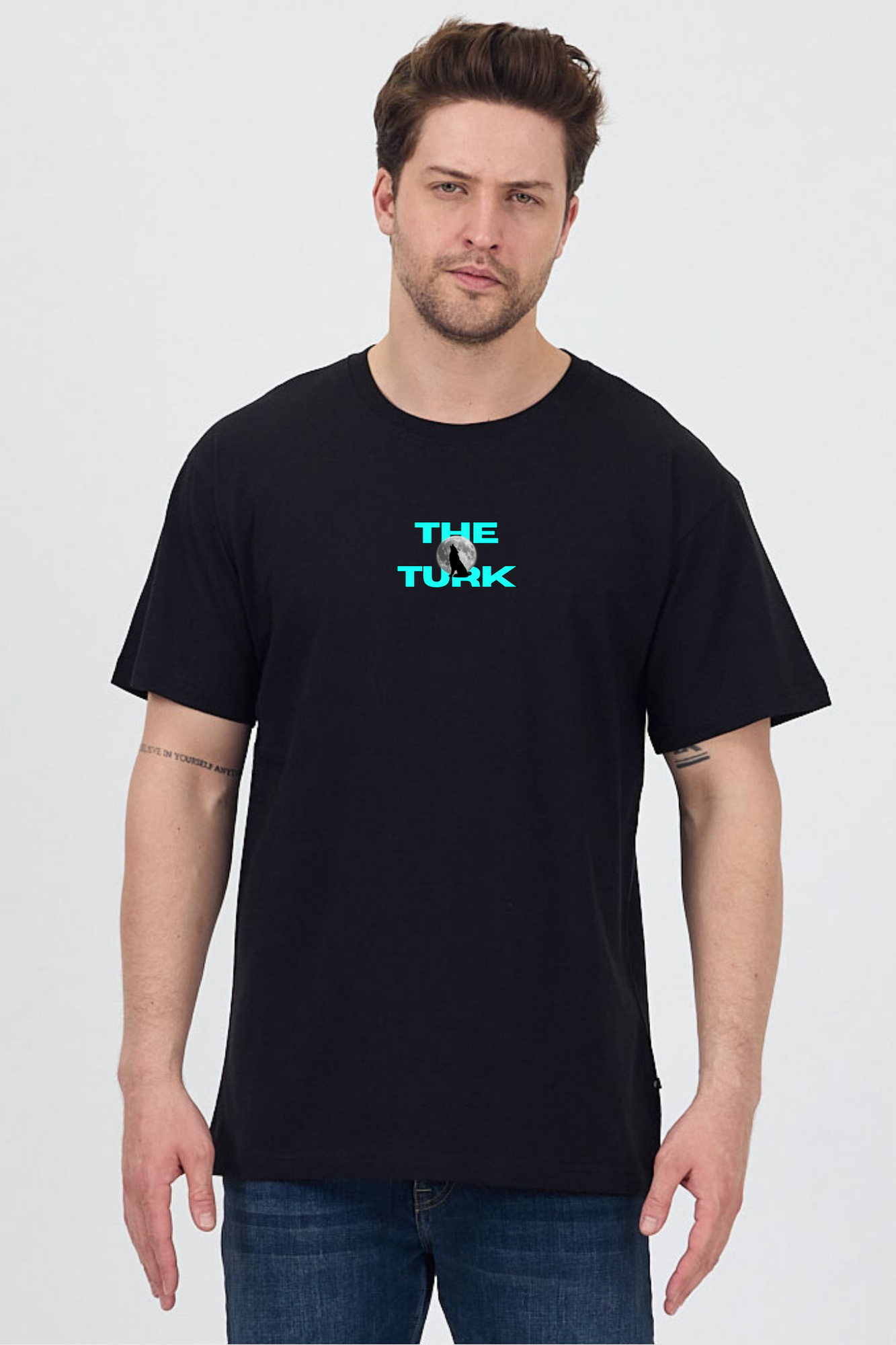 FİHA/2101-UNISEX ÖN ARKA BASKILI T-SHIRT - SİYAH