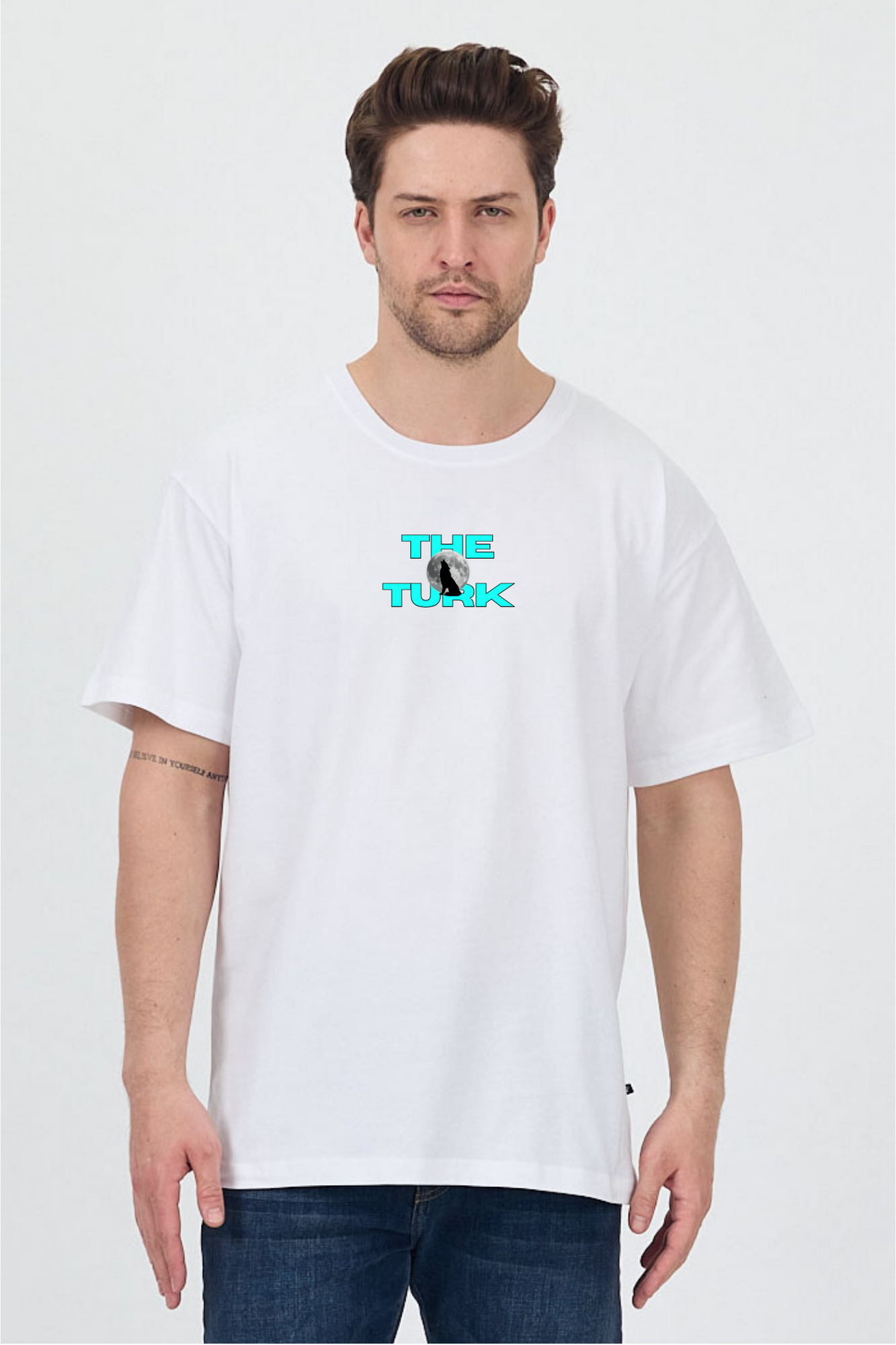 FİHA/2101-UNISEX ÖN ARKA BASKILI T-SHIRT - BEYAZ