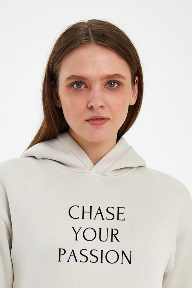 FİHA/2502-UNISEX BASKILI ŞARDONLU KAPŞONLU SWEAT - TAŞ