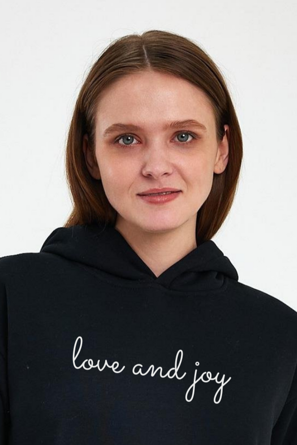 FİHA/2504-UNISEX BASKILI ŞARDONLU KAPŞONLU SWEAT - SİYAH