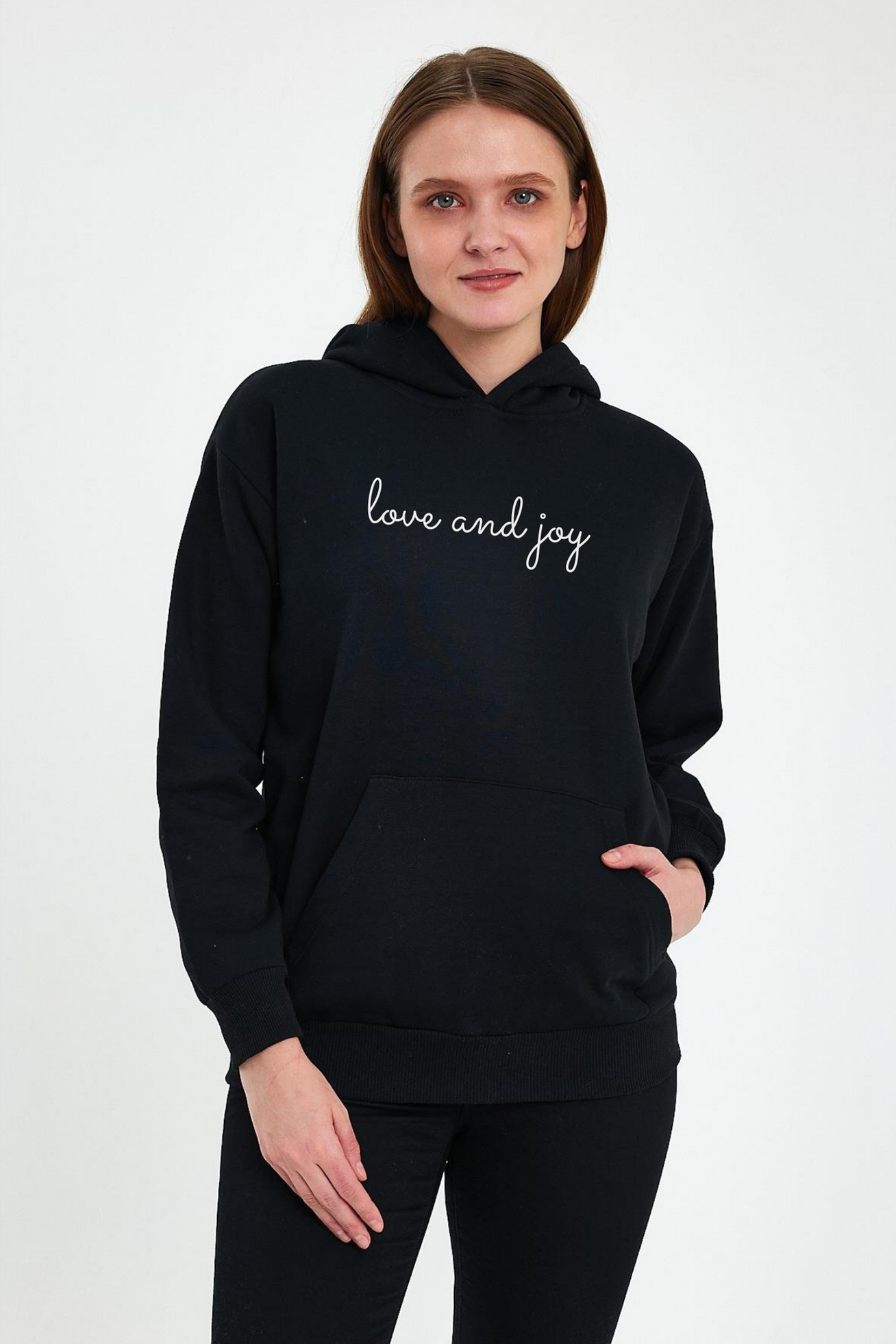 FİHA/2504-UNISEX BASKILI ŞARDONLU KAPŞONLU SWEAT - SİYAH