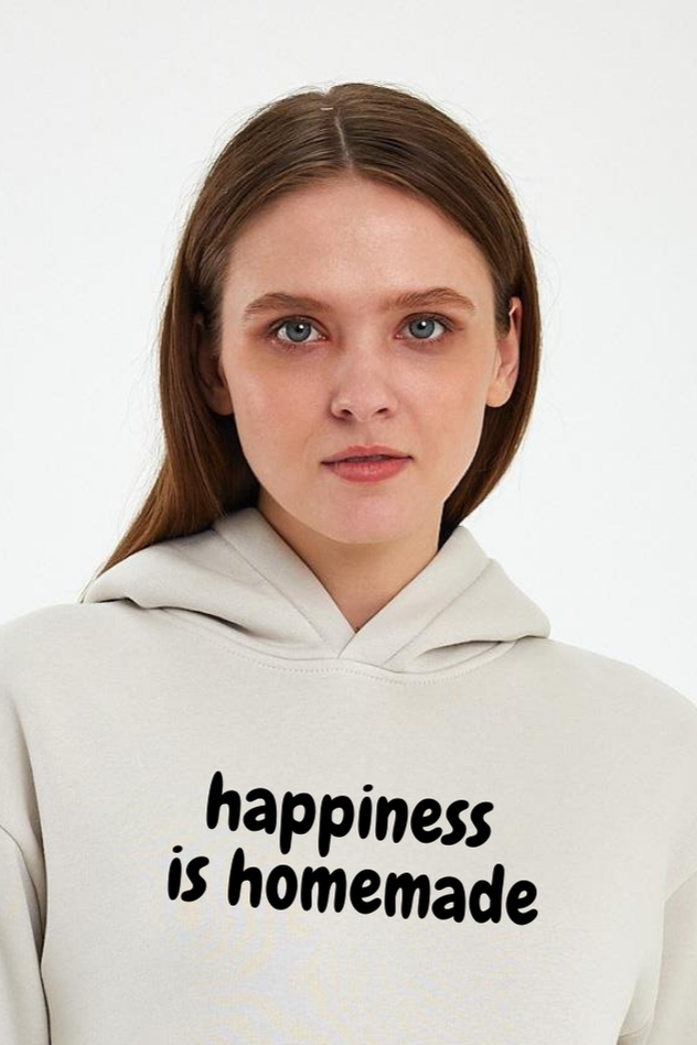 FİHA/2505-UNISEX BASKILI ŞARDONLU KAPŞONLU SWEAT - TAŞ