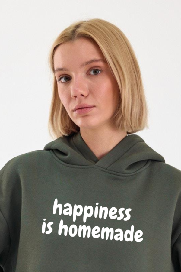 FİHA/2505-UNISEX BASKILI ŞARDONLU KAPŞONLU SWEAT - HAKİ