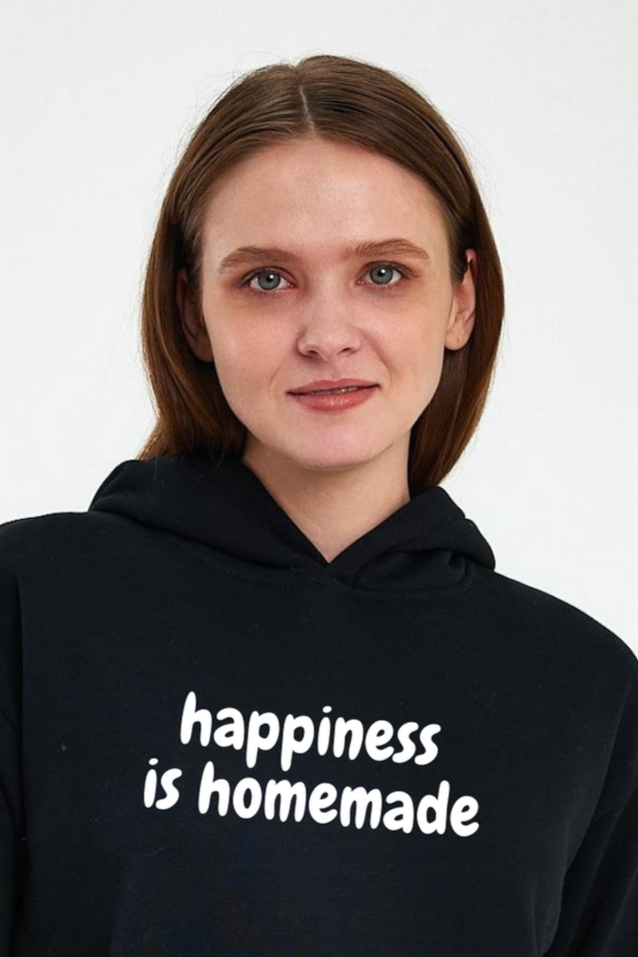 FİHA/2505-UNISEX BASKILI ŞARDONLU KAPŞONLU SWEAT - SİYAH