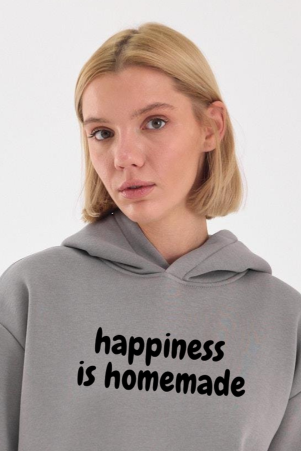FİHA/2505-UNISEX BASKILI ŞARDONLU KAPŞONLU SWEAT - GRİ