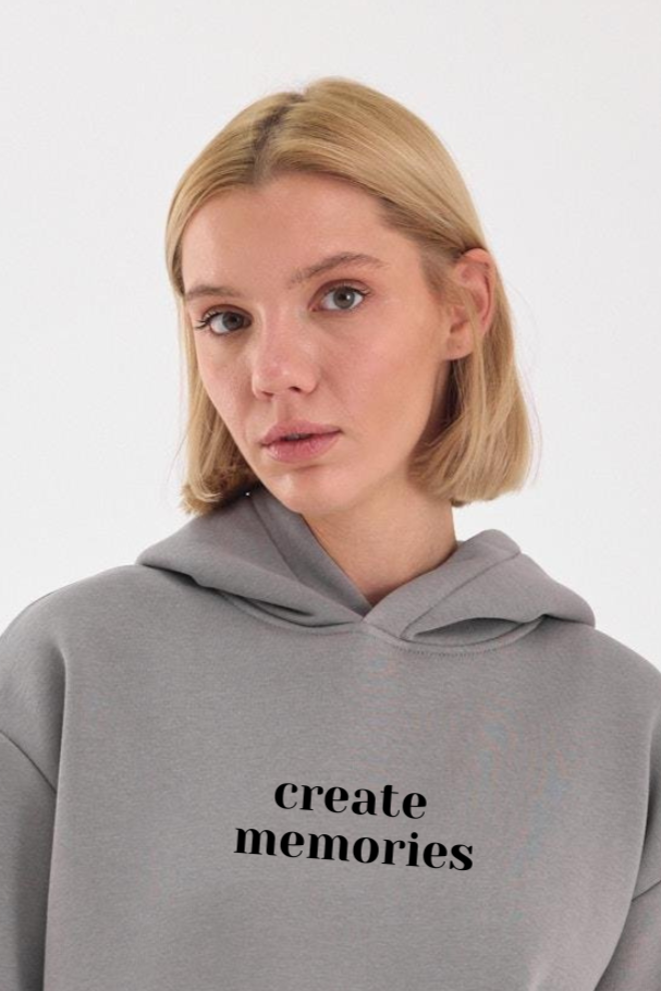 FİHA/2506-UNISEX BASKILI ŞARDONLU KAPŞONLU SWEAT - GRİ