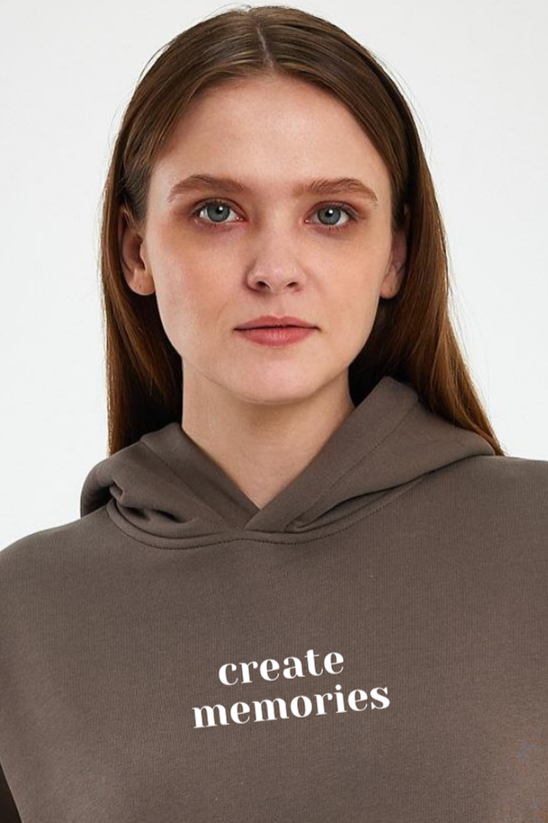 FİHA/2506-UNISEX BASKILI ŞARDONLU KAPŞONLU SWEAT - KAHVE