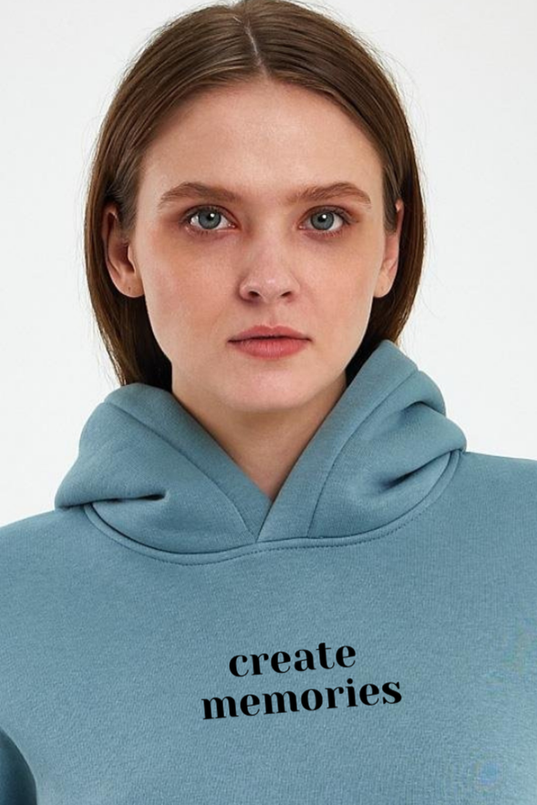 FİHA/2506-UNISEX BASKILI ŞARDONLU KAPŞONLU SWEAT - SAGE LEAF
