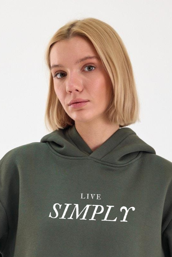 FİHA/2507-UNISEX BASKILI ŞARDONLU KAPŞONLU SWEAT - HAKİ
