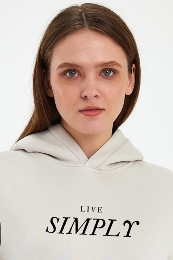 FİHA/2507-UNISEX BASKILI ŞARDONLU SWEAT - TAŞ