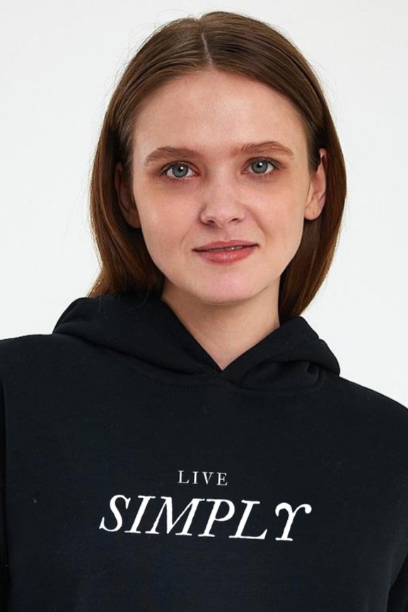 FİHA/2507-UNISEX BASKILI ŞARDONLU SWEAT - SİYAH
