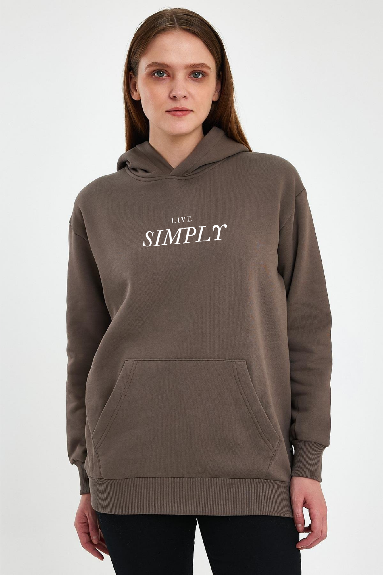 FİHA/2507-UNISEX BASKILI ŞARDONLU SWEAT - KAHVE