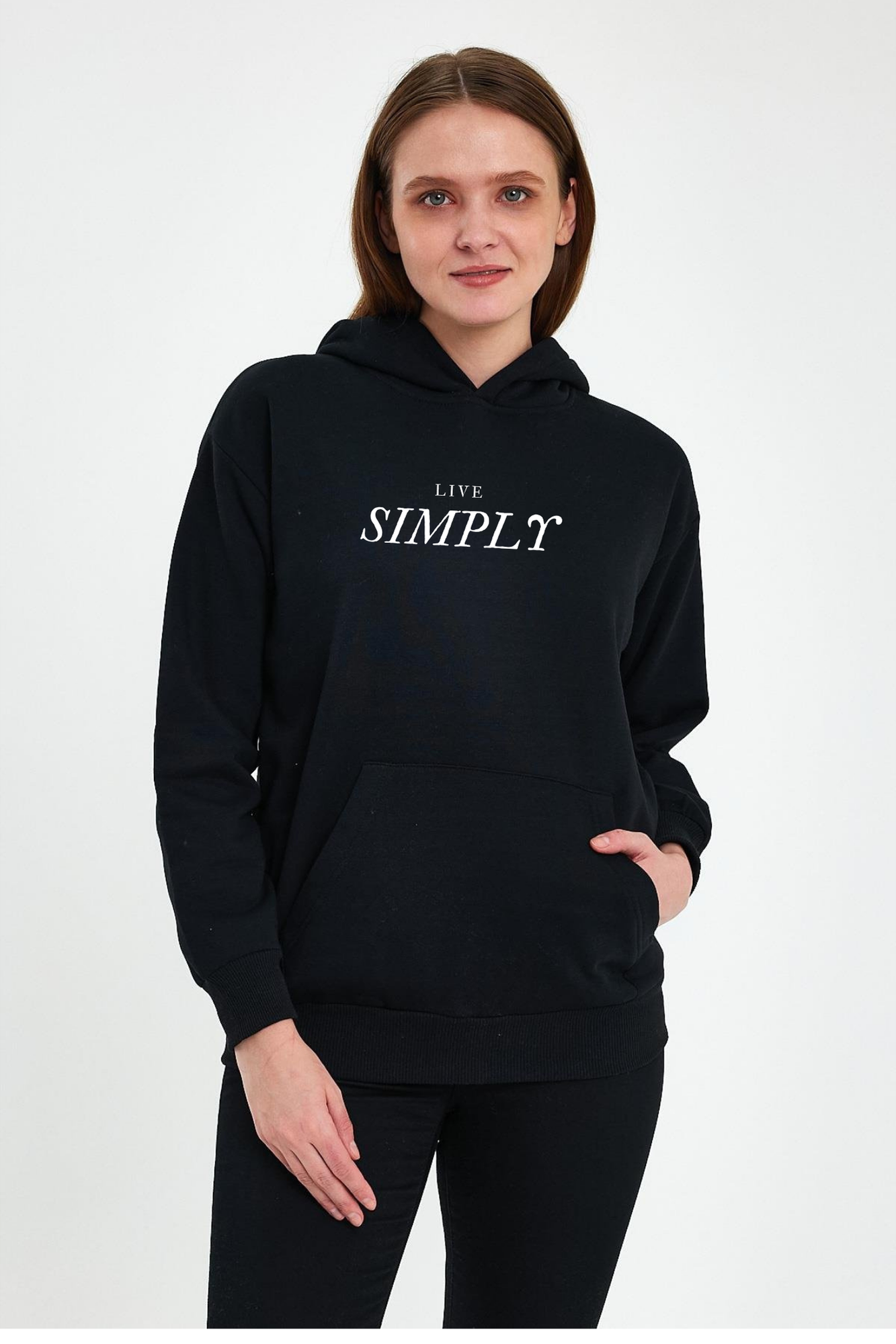 FİHA/2507-UNISEX BASKILI ŞARDONLU SWEAT - SİYAH
