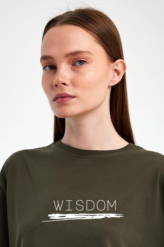 FİHA/2511-UNİSEX OVERSIZE BASKILI SIFIR YAKA TSHIRT - HAKİ