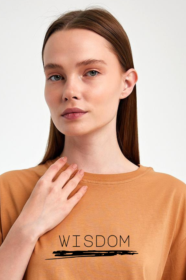 FİHA/2511-UNİSEX OVERSIZE BASKILI SIFIR YAKA TSHIRT - MACCHİATO