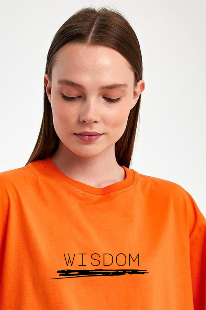 FİHA/2511-UNİSEX OVERSIZE BASKILI SIFIR YAKA TSHIRT - ORANJ