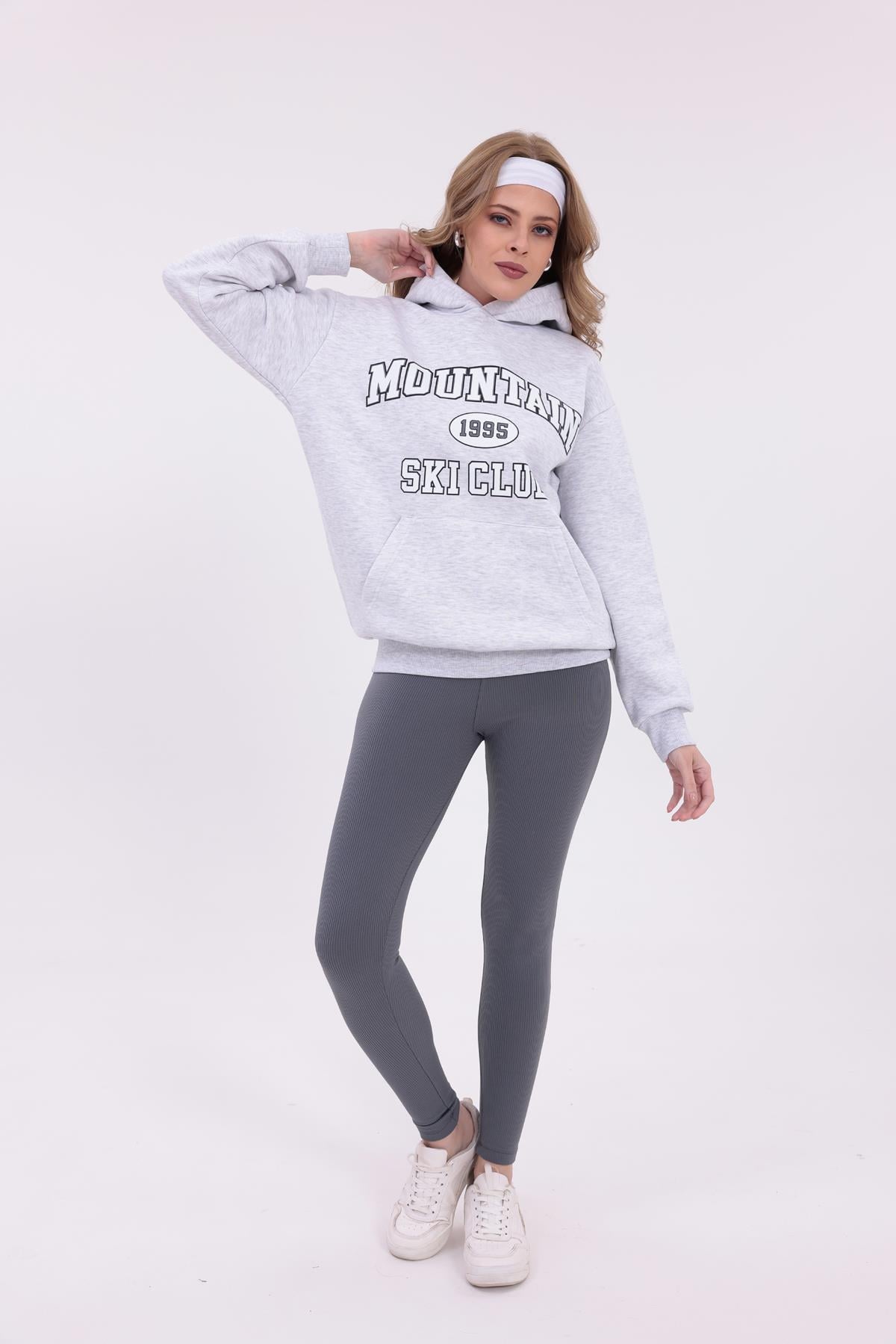 FİHA/2516-BASKILI OVERSIZE KAPSONLU SWEAT - KARMELANJ