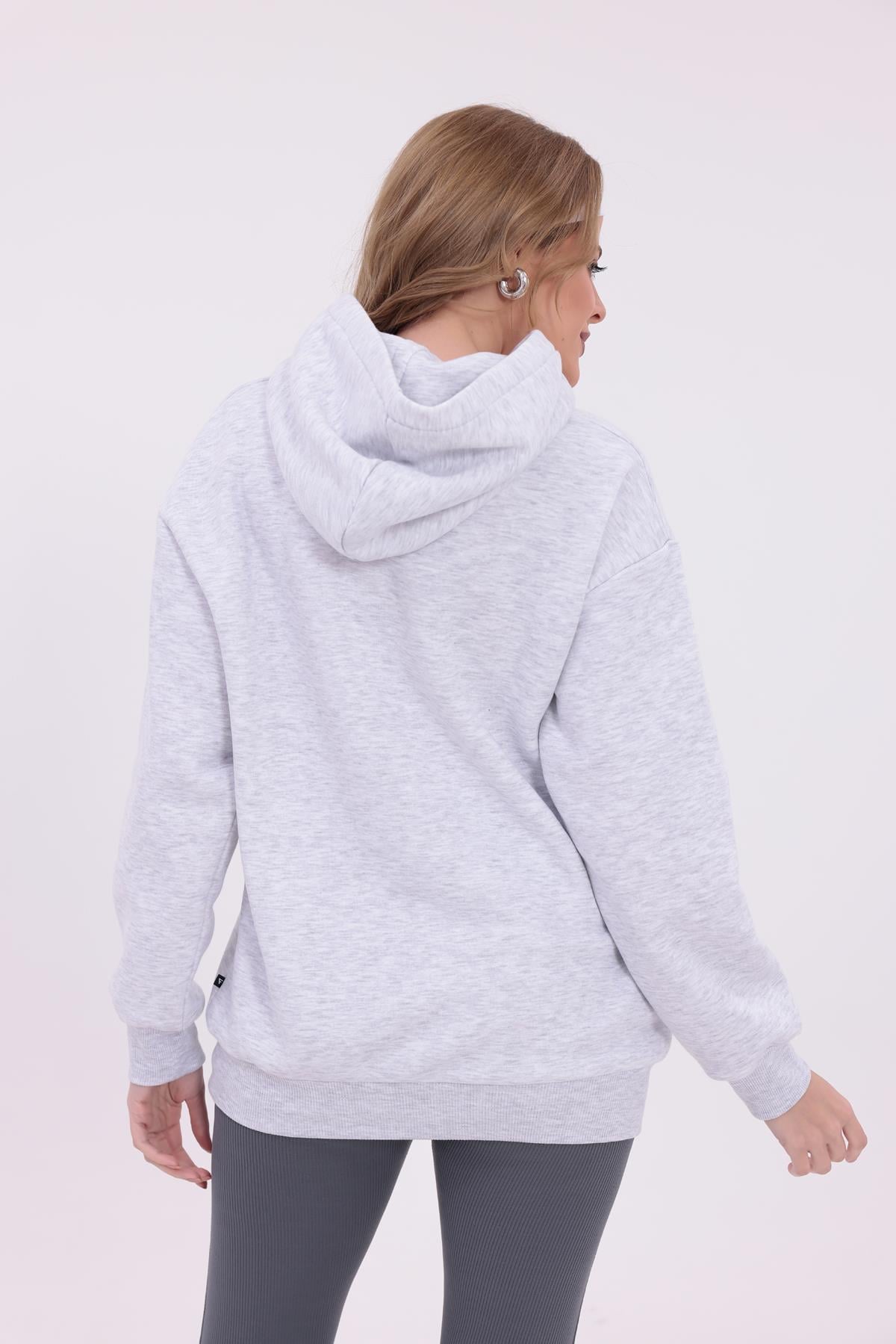 FİHA/2516-BASKILI OVERSIZE KAPSONLU SWEAT - KARMELANJ