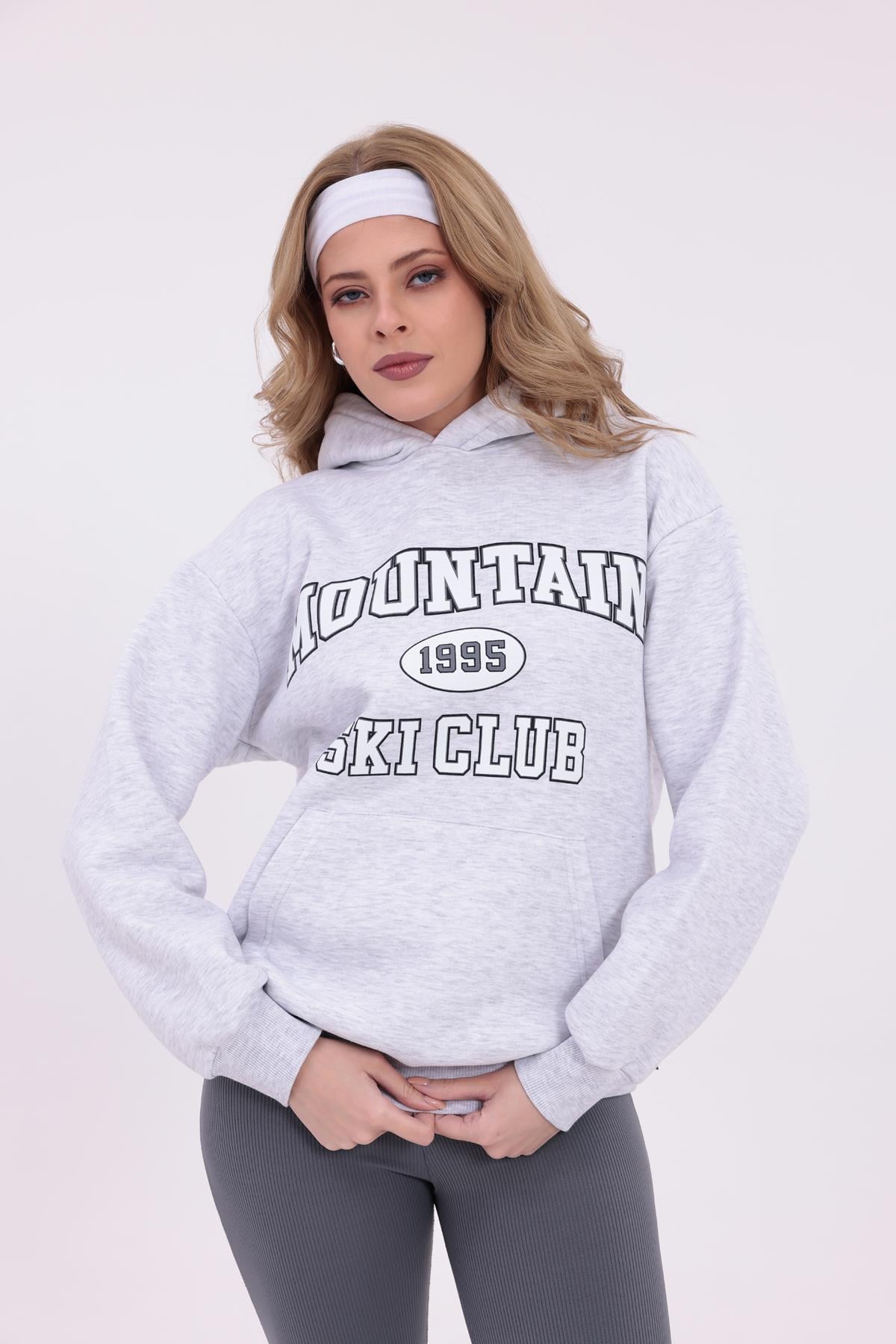 FİHA/2516-BASKILI OVERSIZE KAPSONLU SWEAT - KARMELANJ