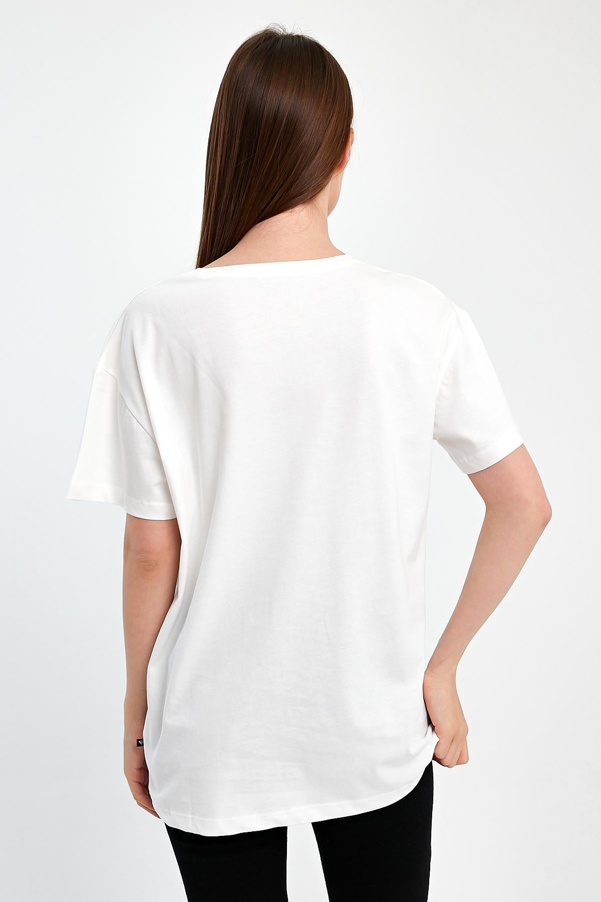 FİHA/3009-KADIN OVERSIZE T-SHIRT - BEYAZ