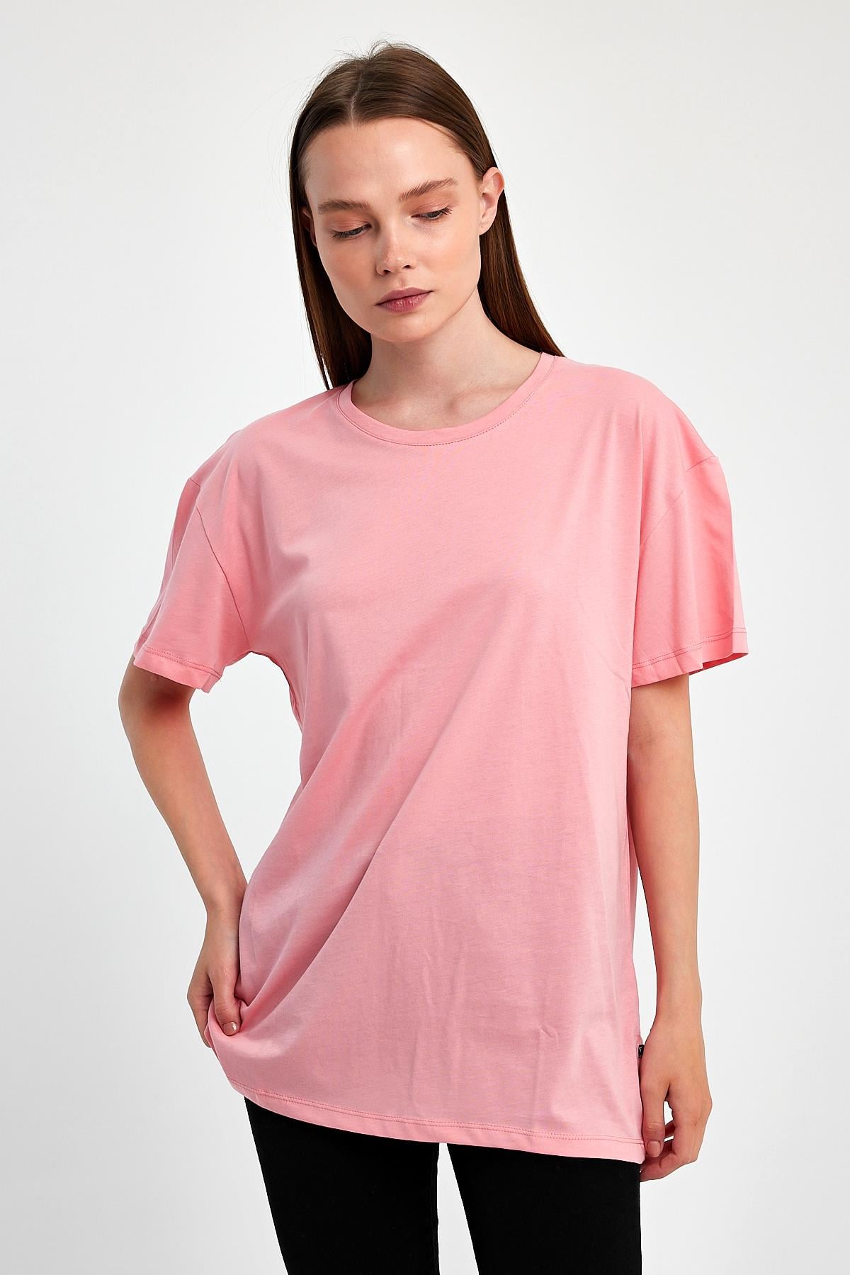FİHA/3009-KADIN OVERSIZE T-SHIRT - PEMBE