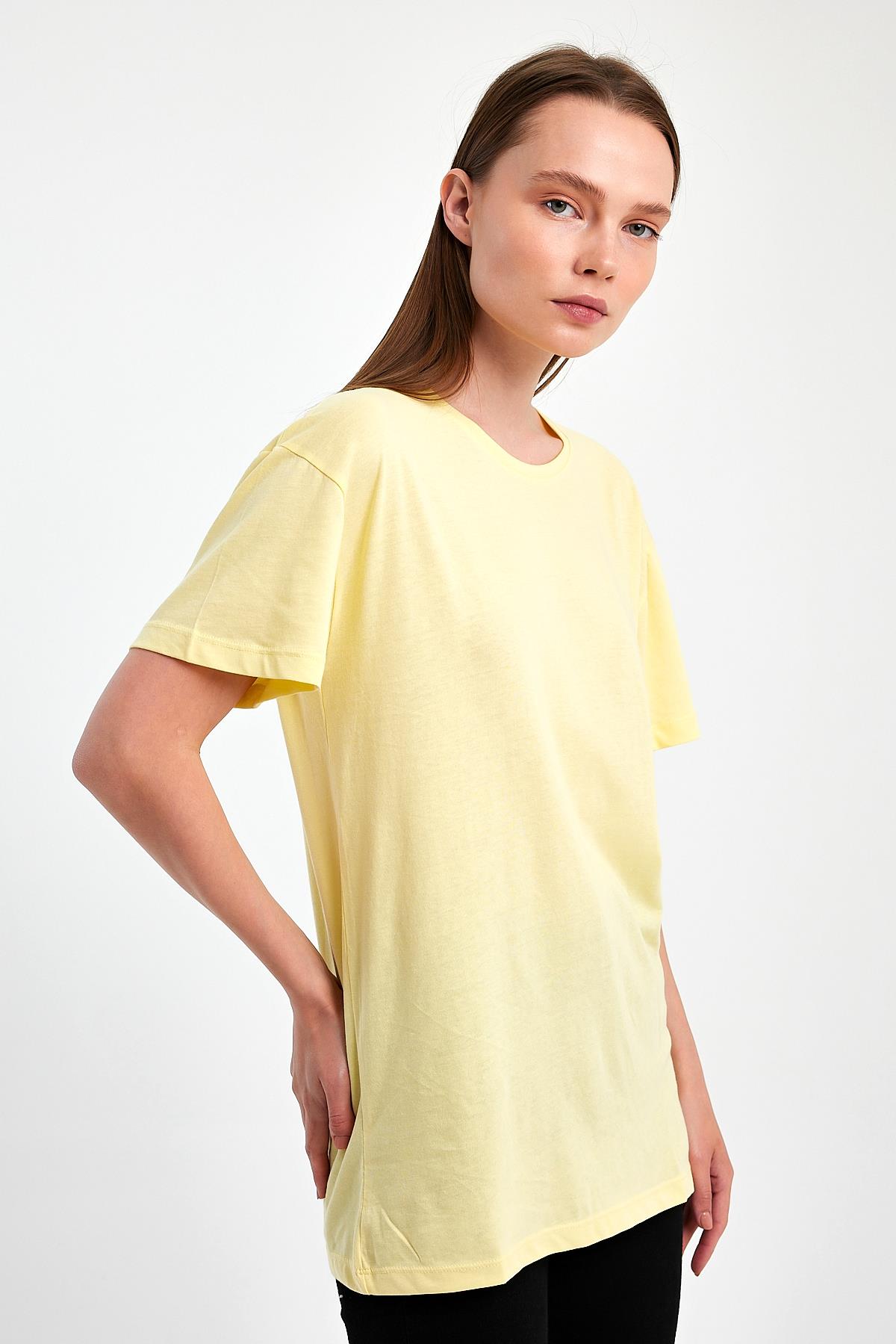 FİHA/3009-KADIN OVERSIZE T-SHIRT - SARI
