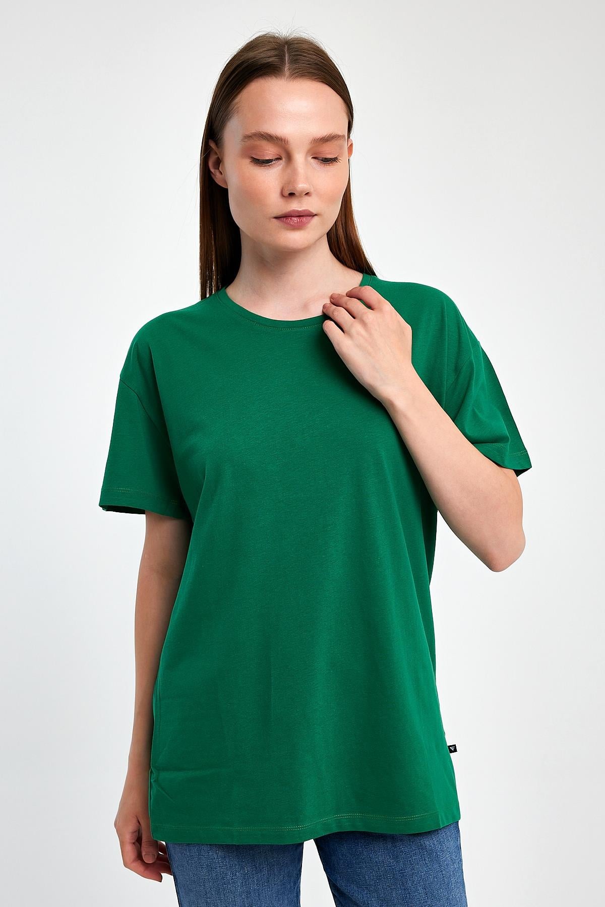 FİHA/3009-KADIN OVERSIZE T-SHIRT - YEŞİL