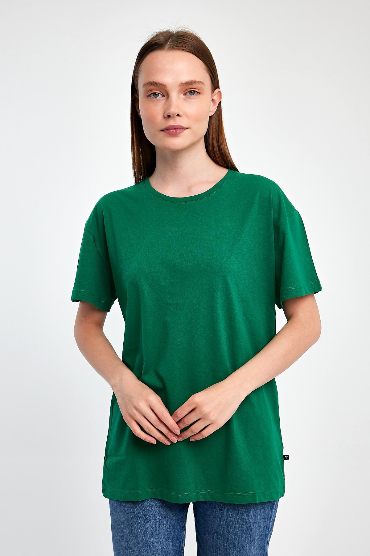 FİHA/3009-KADIN OVERSIZE T-SHIRT - YEŞİL