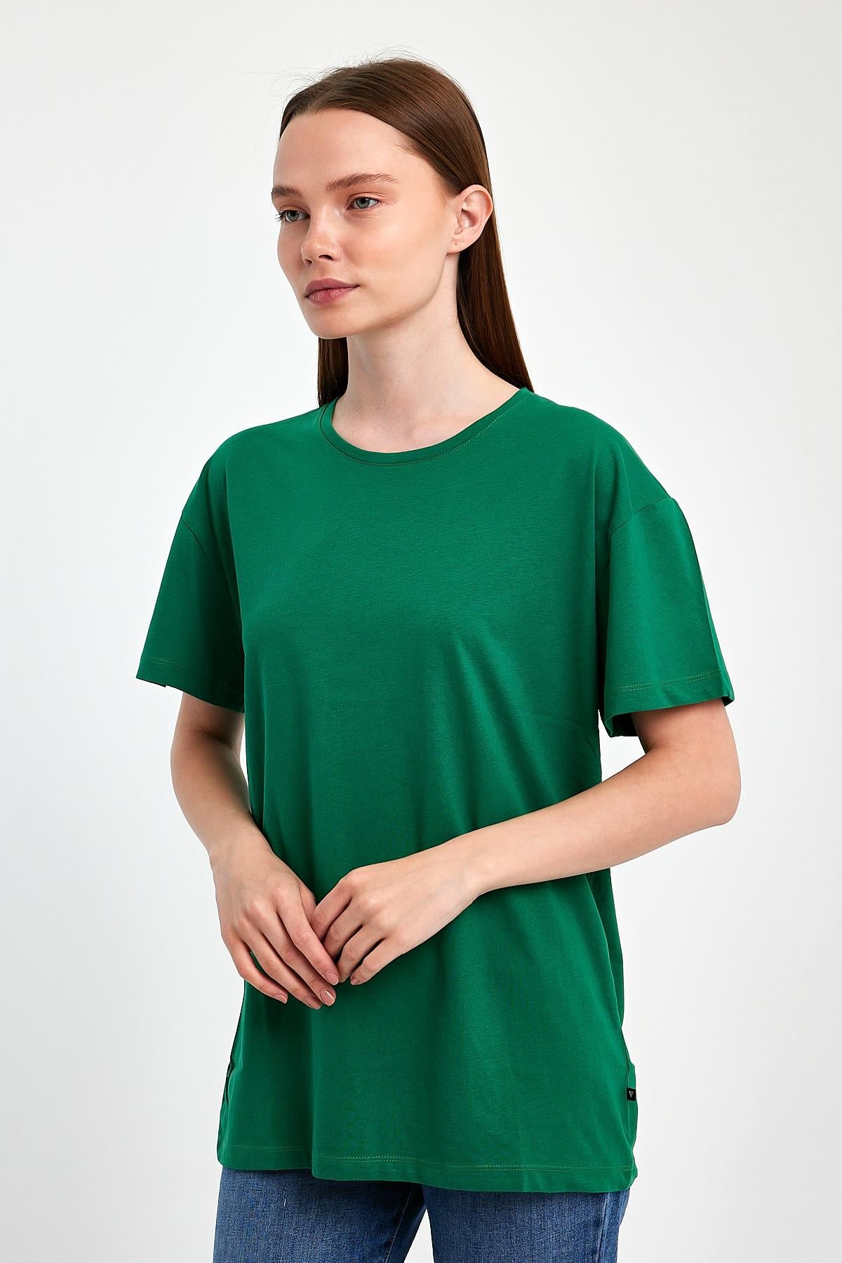 FİHA/3009-KADIN OVERSIZE T-SHIRT - YEŞİL