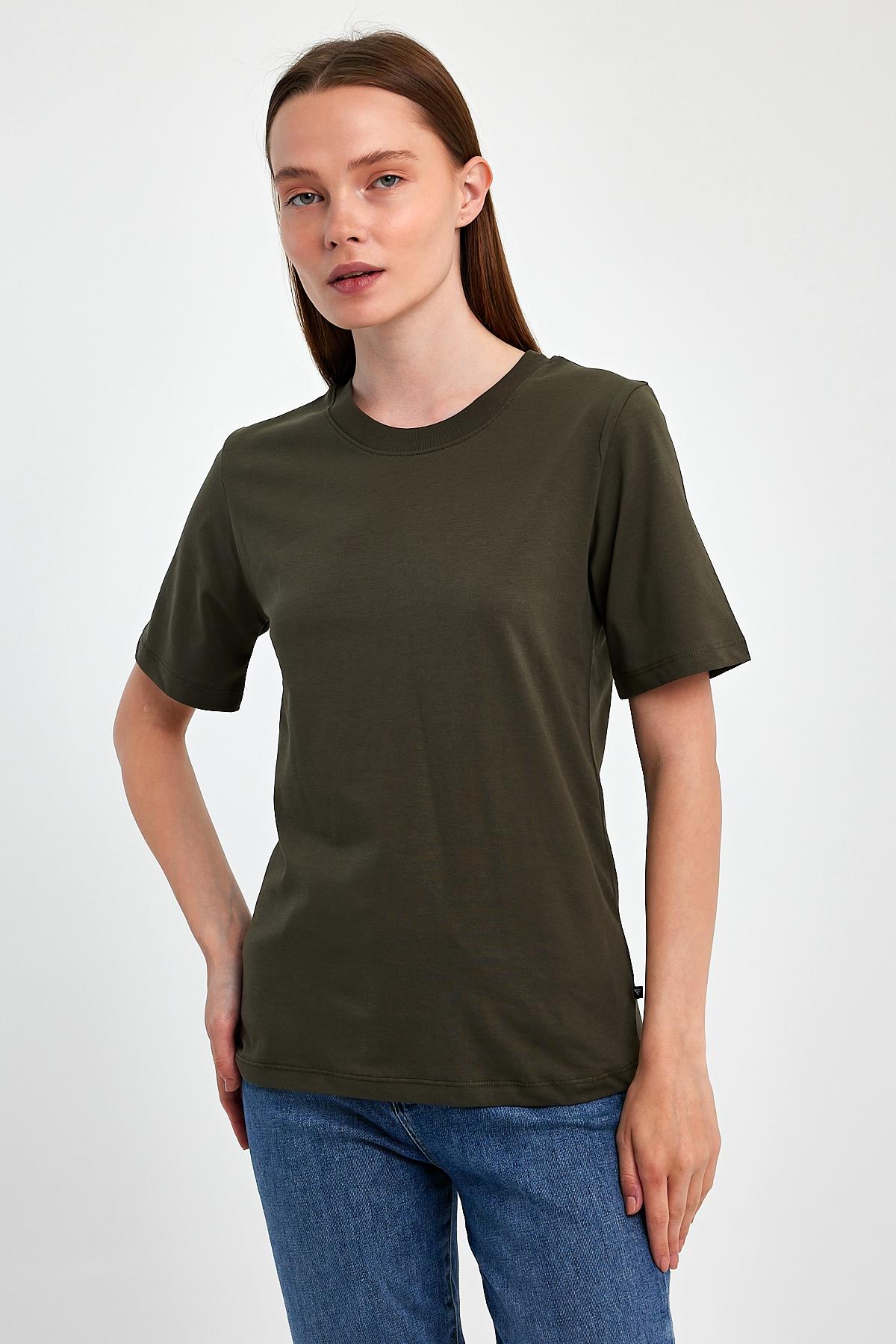 FİHA/3015-KADIN SIFIR YAKA T-SHIRT - HAKİ