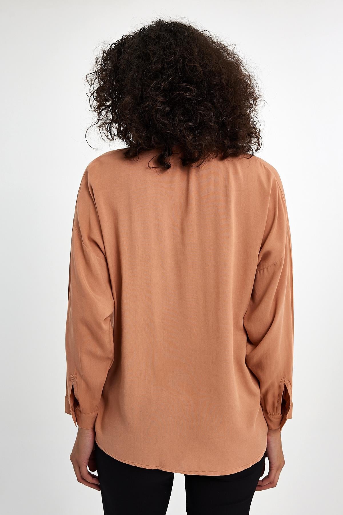 FİHA/3040-KADIN OVERSIZE POPLİN GÖMLEK - BAKIR