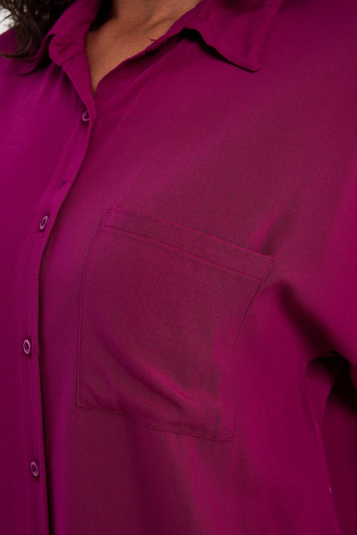 FİHA/3040-KADIN OVERSIZE POPLİN GÖMLEK - VİOLET