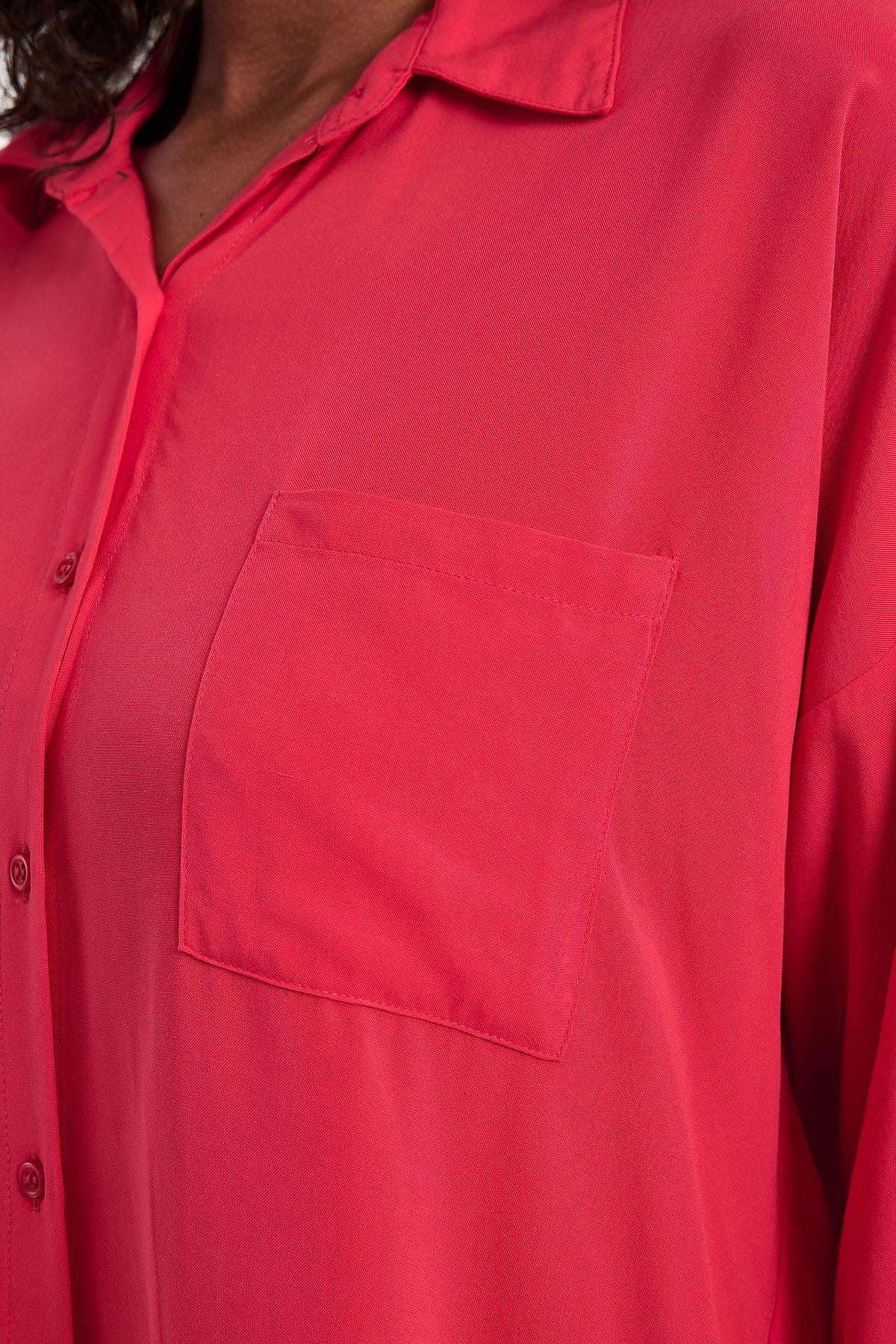 FİHA/3040-KADIN OVERSIZE POPLİN GÖMLEK - MERCAN