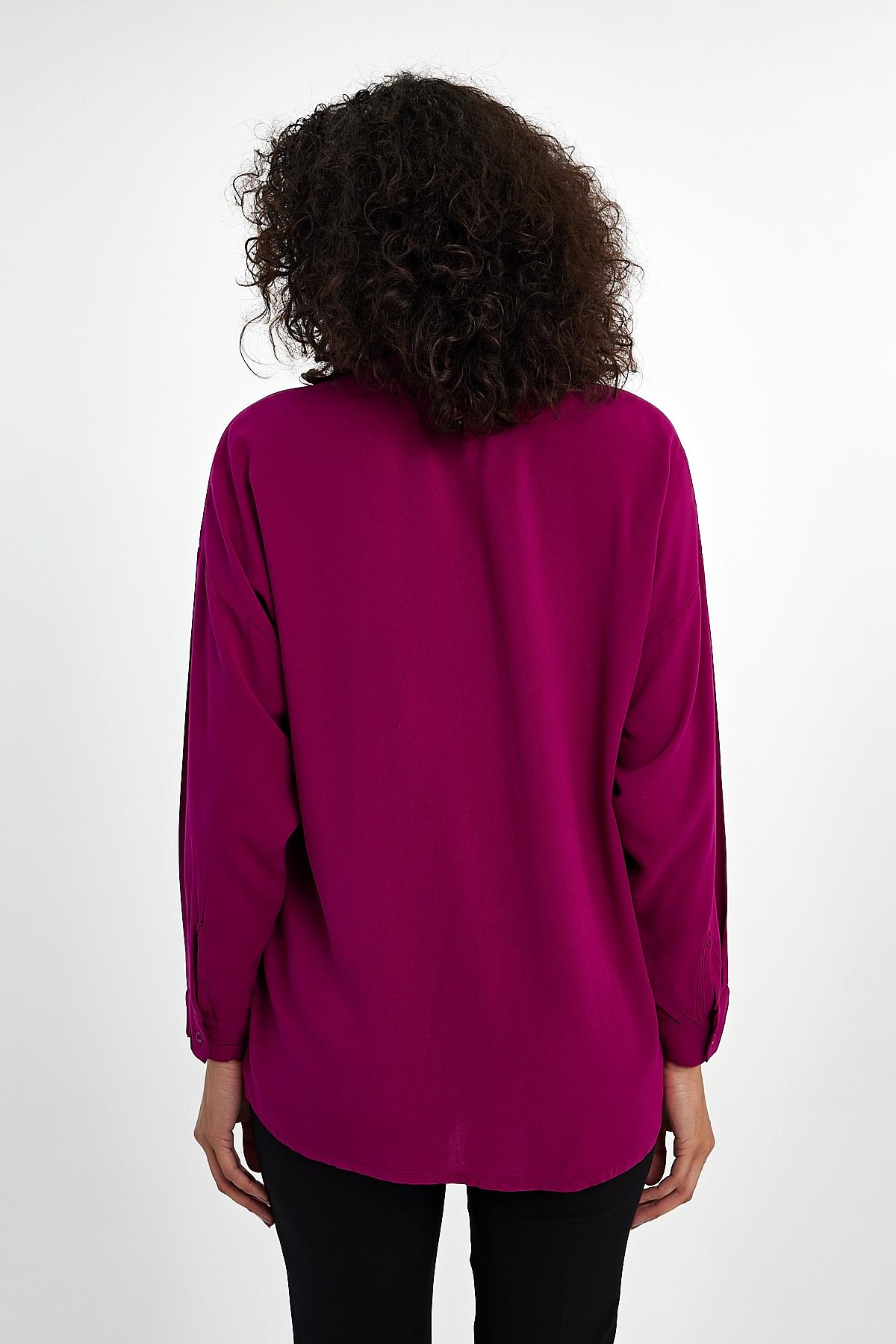FİHA/3040-KADIN OVERSIZE POPLİN GÖMLEK - VİOLET