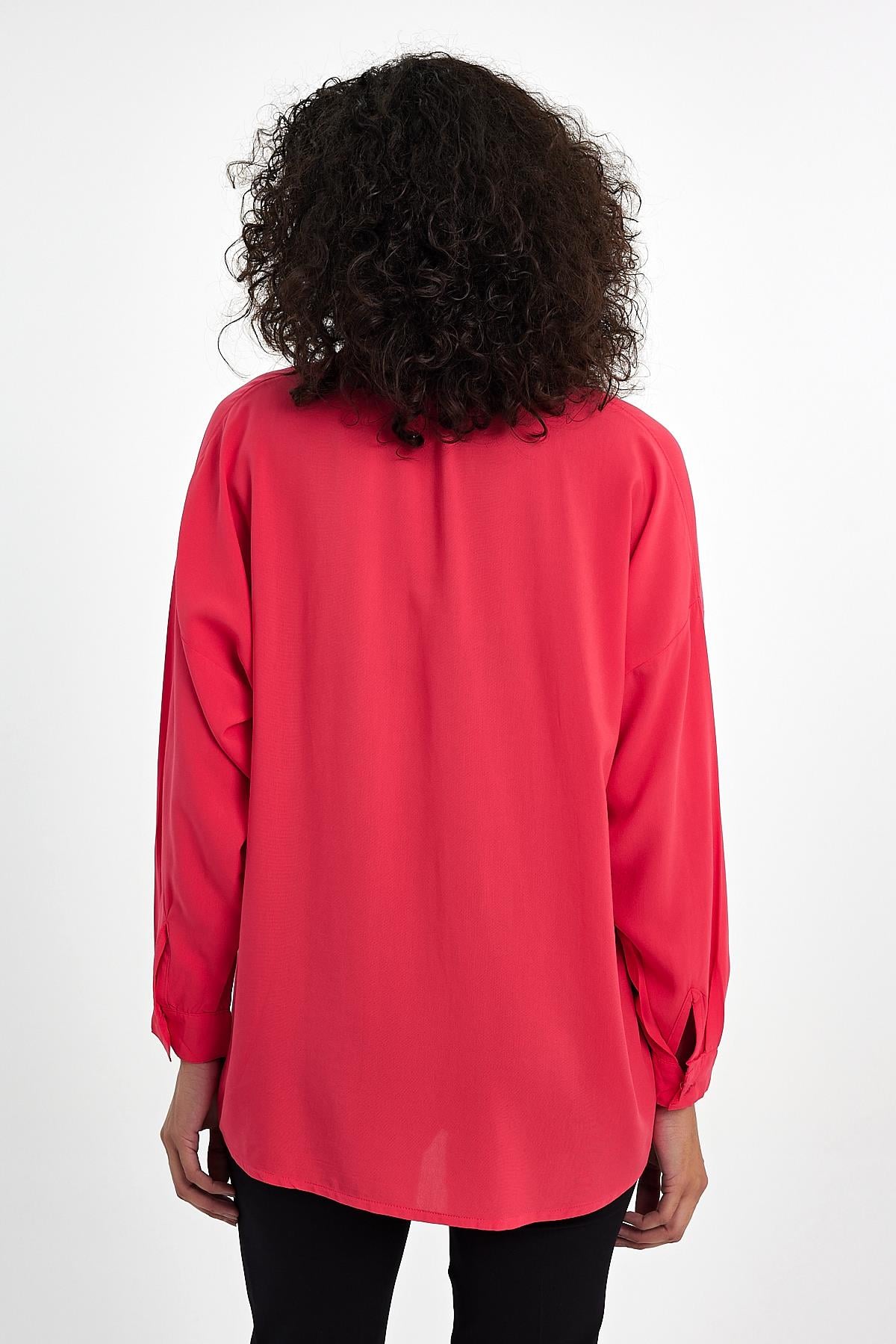 FİHA/3040-KADIN OVERSIZE POPLİN GÖMLEK - MERCAN