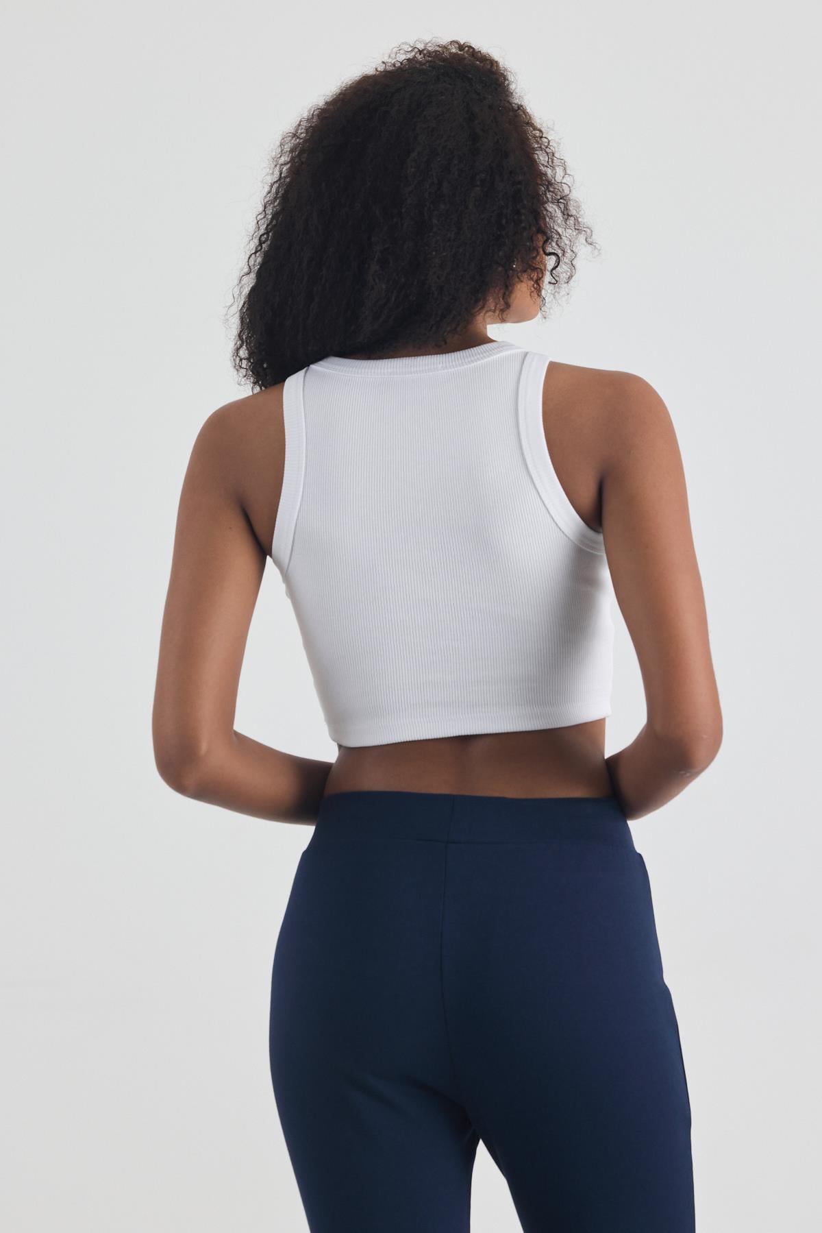 FİHA/3049-KADIN KAŞKORSE BİYELİ CROP - BEYAZ
