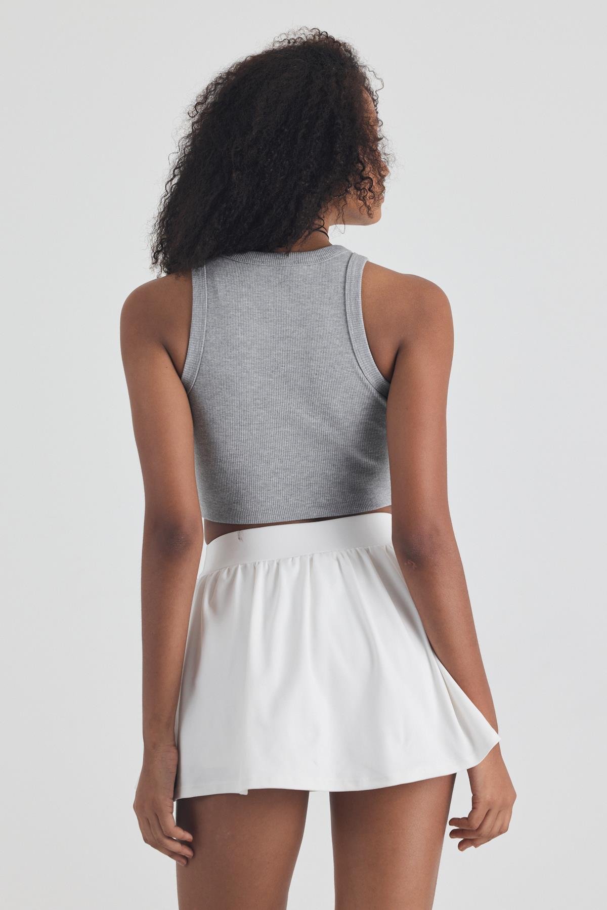 FİHA/3049-KADIN KAŞKORSE BİYELİ CROP - GRİ