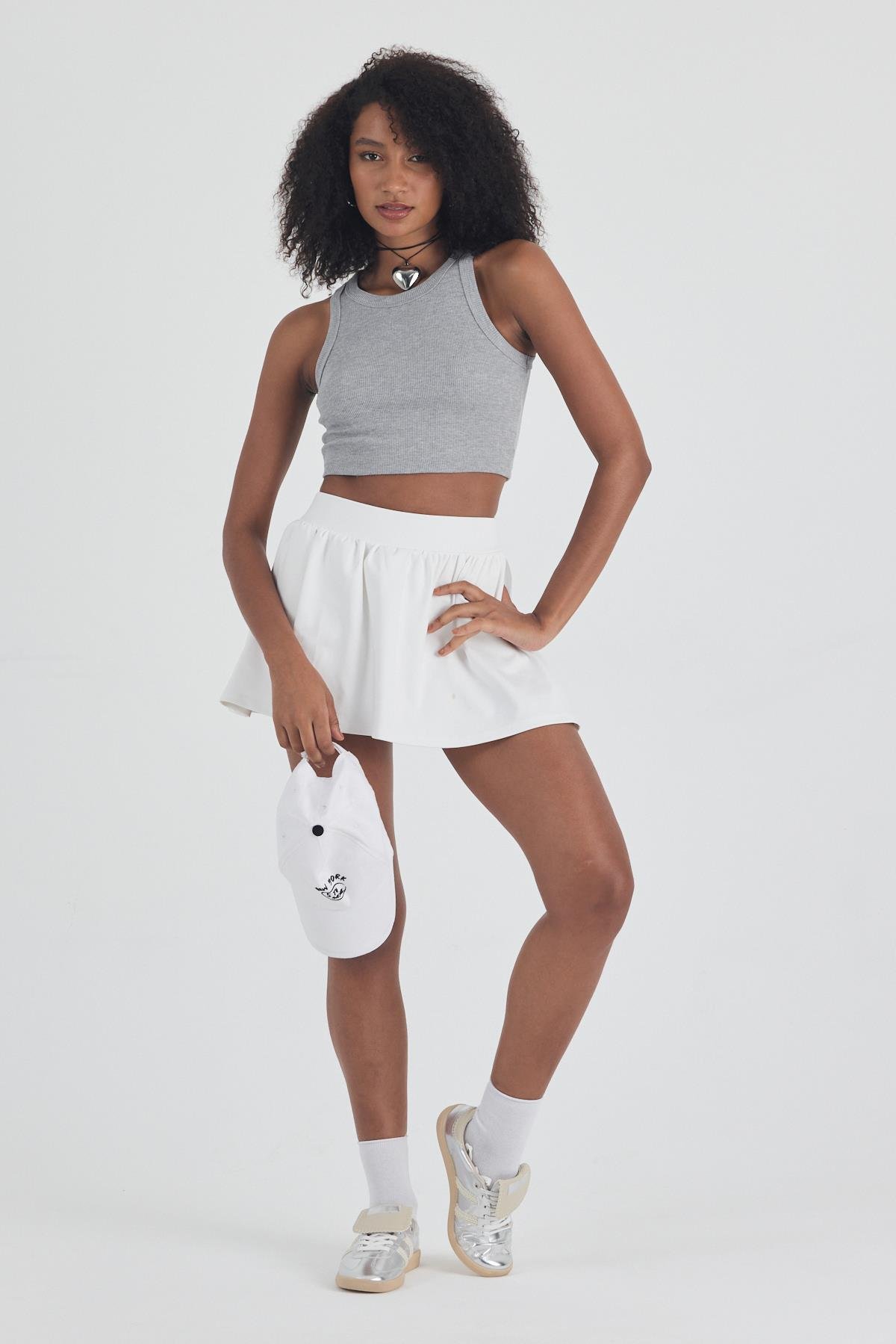 FİHA/3049-KADIN KAŞKORSE BİYELİ CROP - GRİ