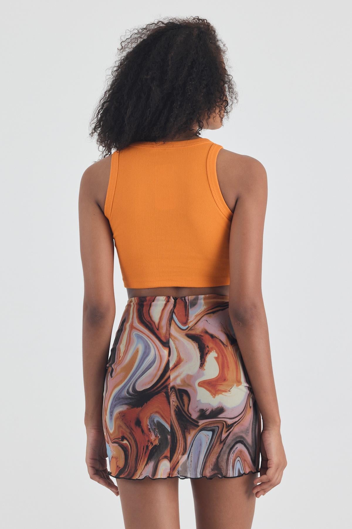 FİHA/3049-KADIN KAŞKORSE BİYELİ CROP - ORANJ