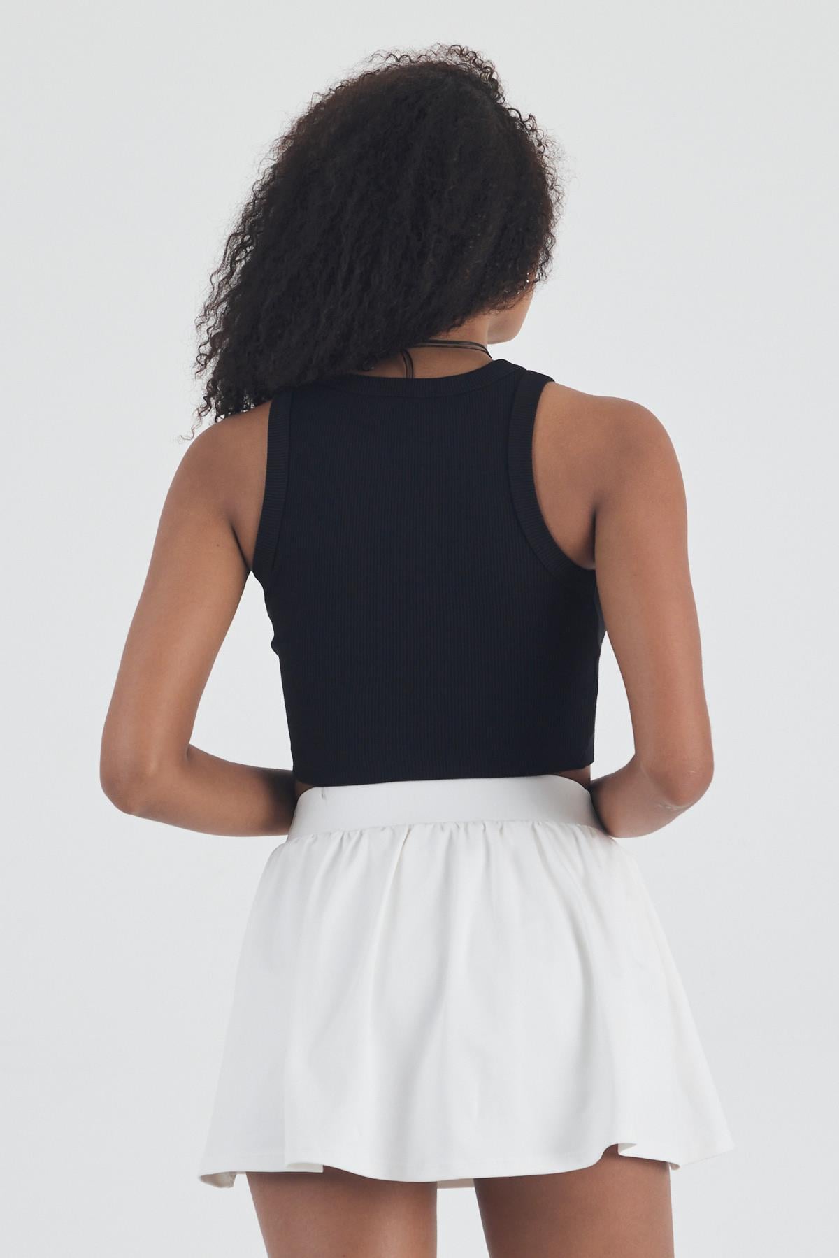 FİHA/3049-KADIN KAŞKORSE BİYELİ CROP - SİYAH