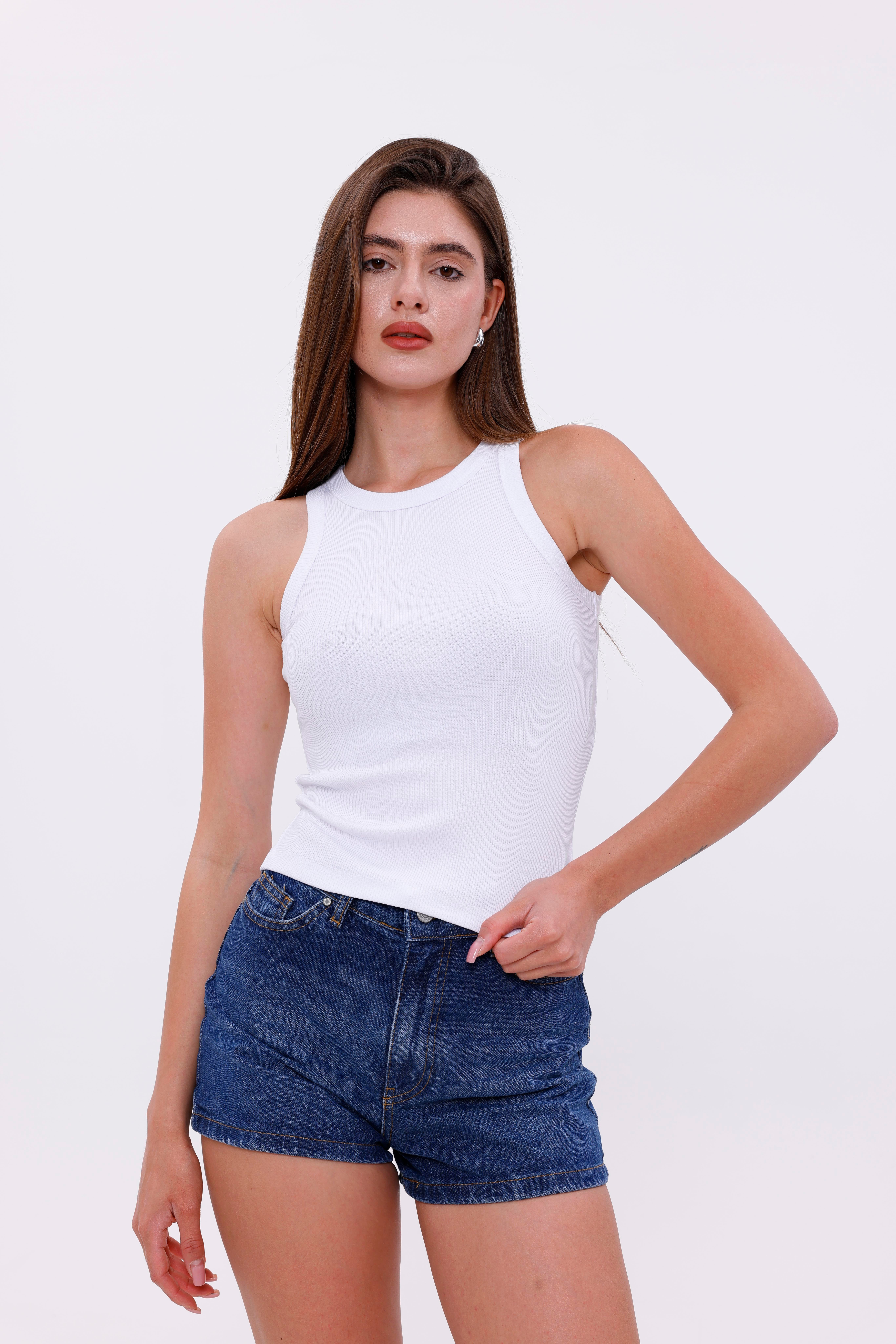 FİHA/3051-KADIN KAŞKORSE BİYELİ ATLET - BEYAZ