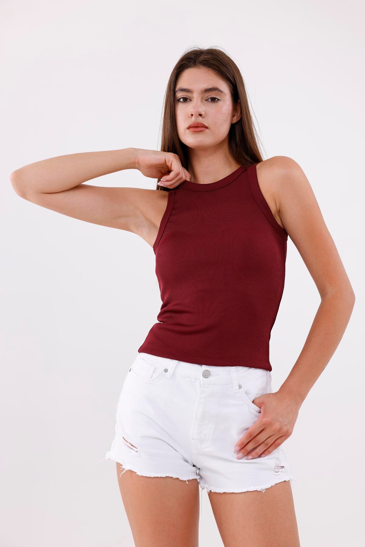 FİHA/3051-KADIN KAŞKORSE BİYELİ ATLET - BORDO