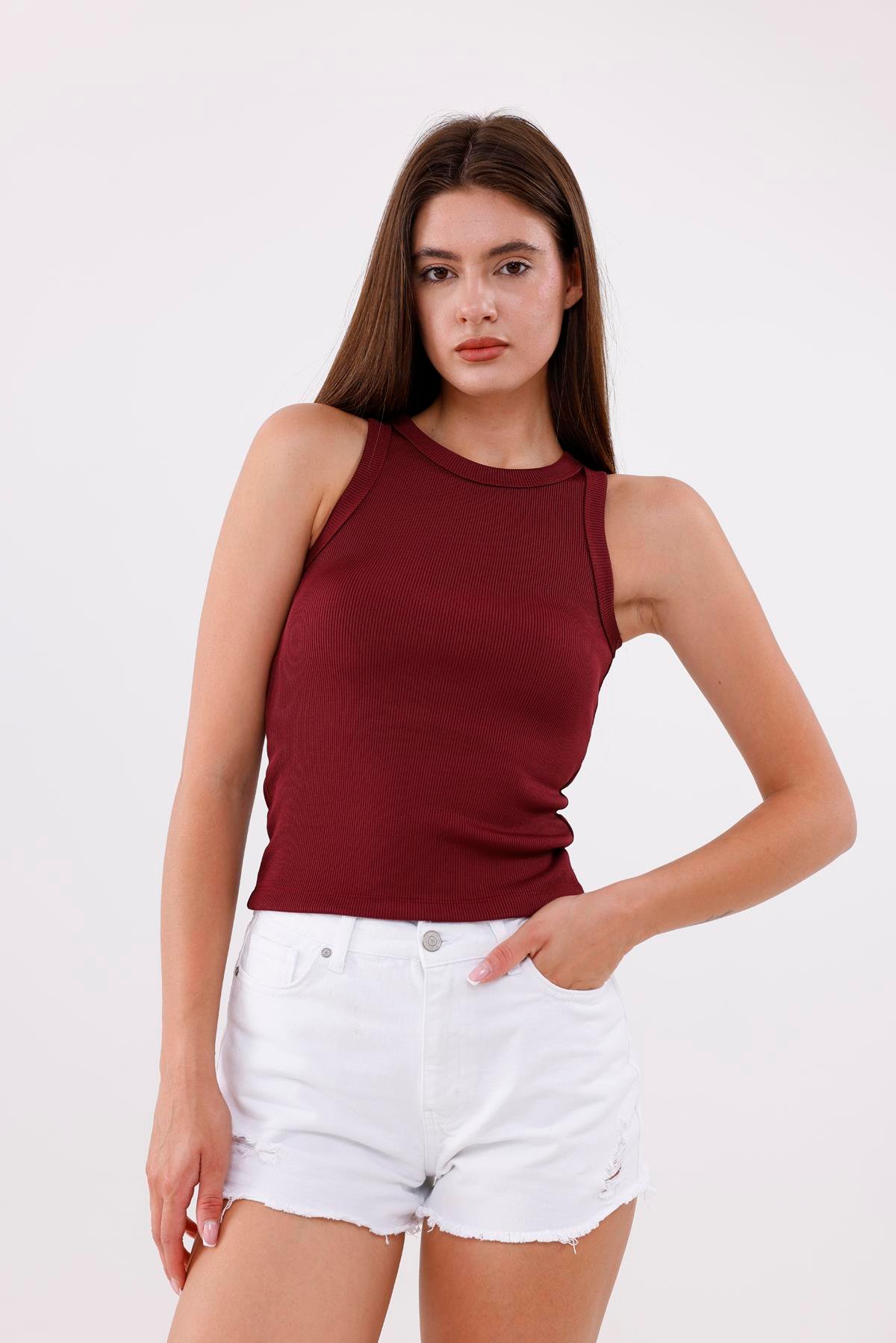FİHA/3051-KADIN KAŞKORSE BİYELİ ATLET - BORDO