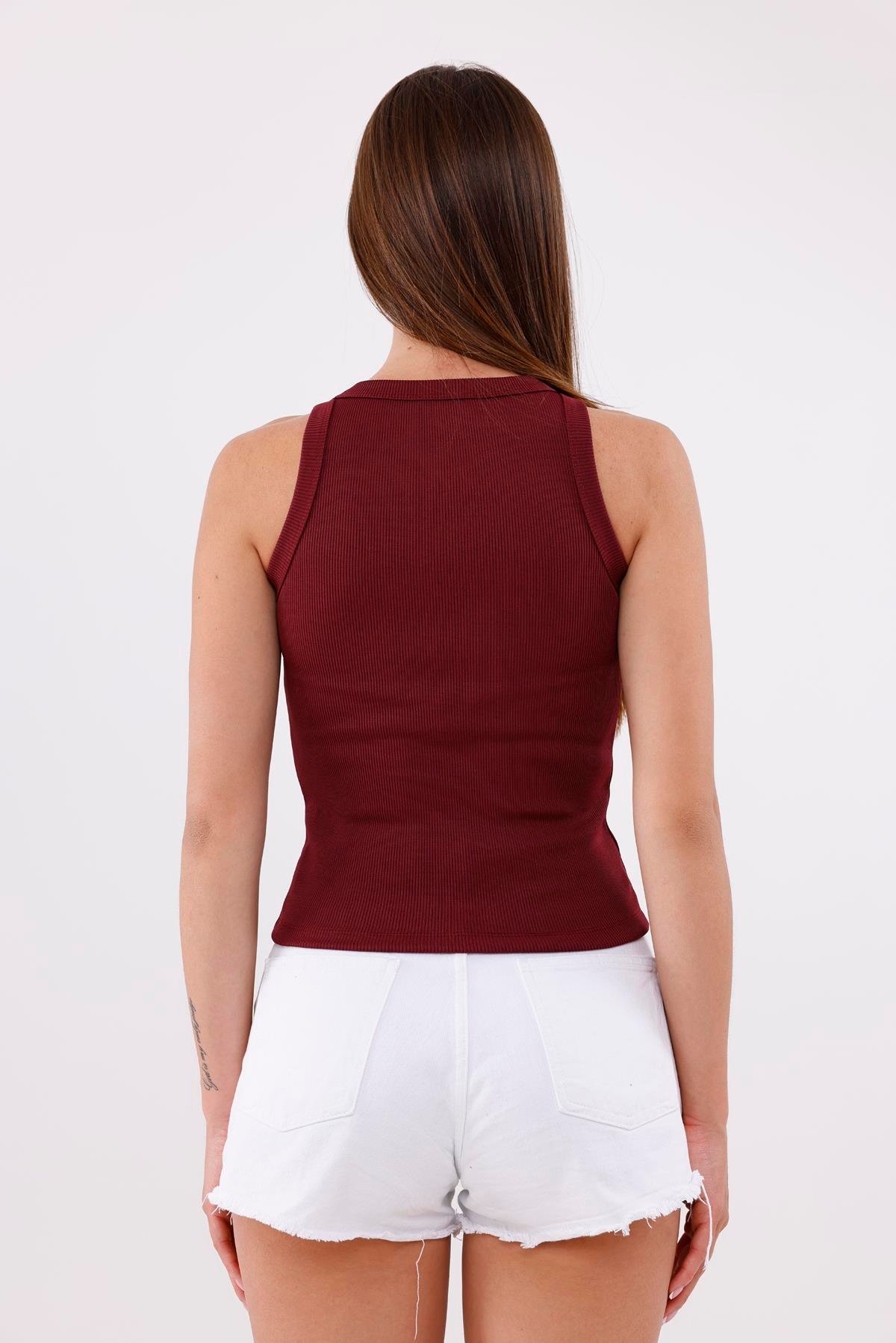 FİHA/3051-KADIN KAŞKORSE BİYELİ ATLET - BORDO