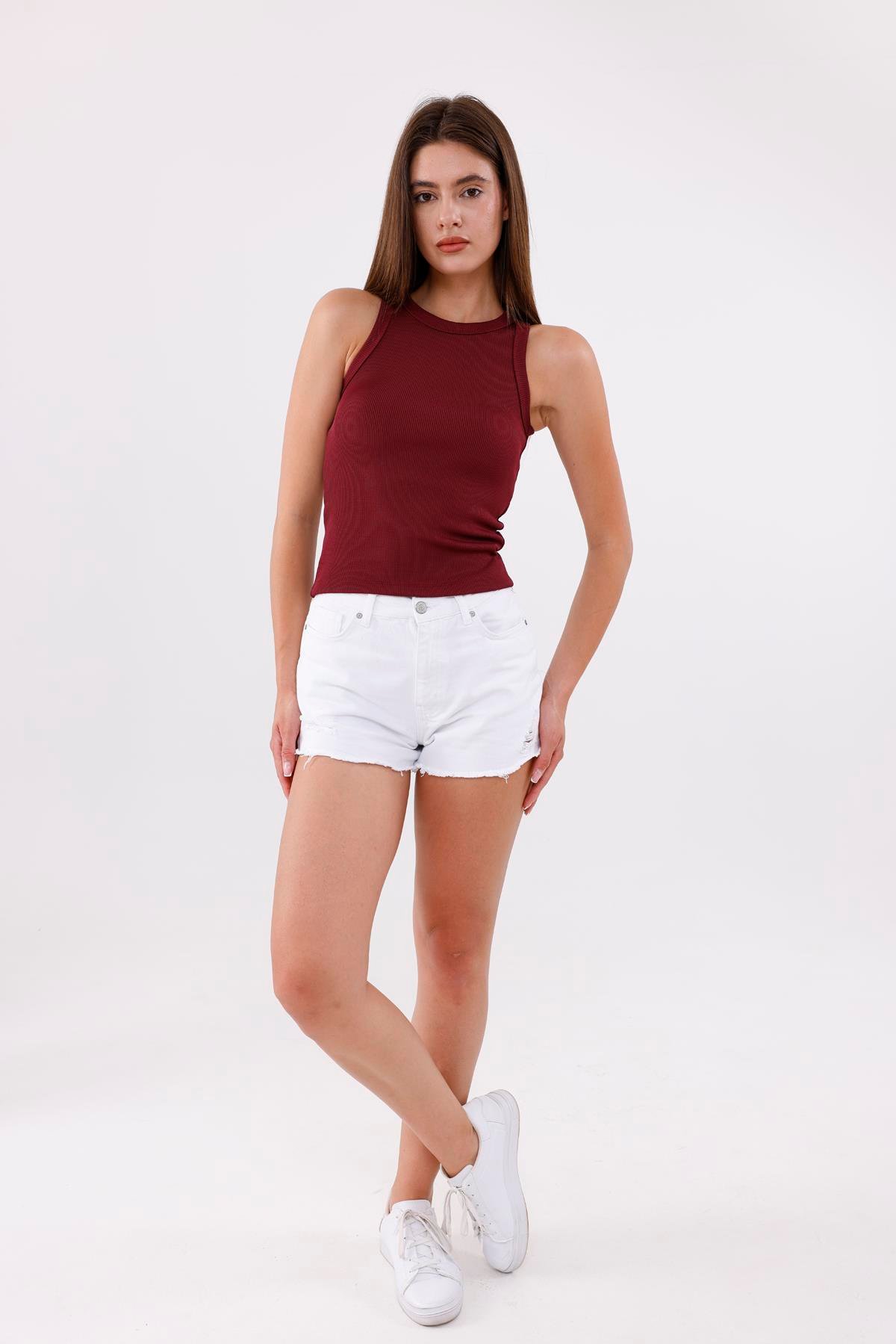 FİHA/3051-KADIN KAŞKORSE BİYELİ ATLET - BORDO