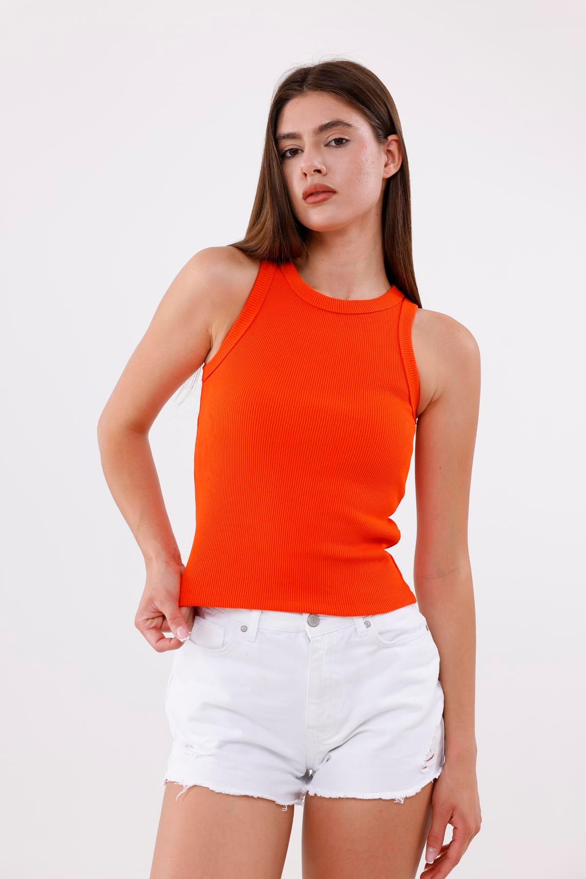 FİHA/3051-KADIN KAŞKORSE BİYELİ ATLET - ORANJ