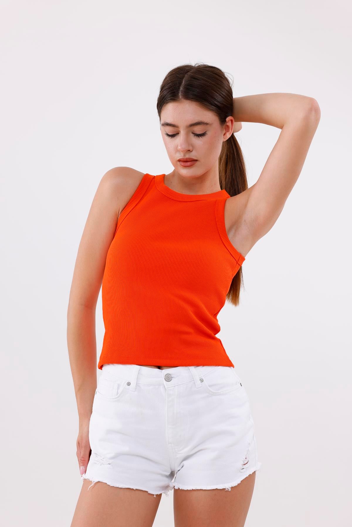 FİHA/3051-KADIN KAŞKORSE BİYELİ ATLET - ORANJ